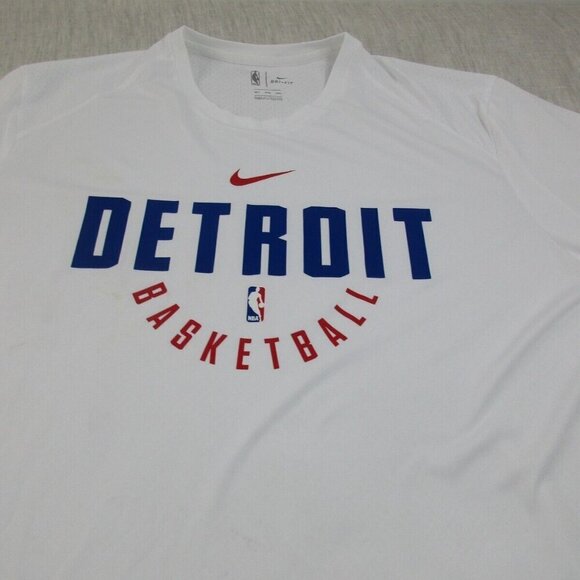 New Detroit Pistons Shirt Mens 3XL Tall White Nike NBA Basketball Sports Dri Fit - Picture 3 of 14